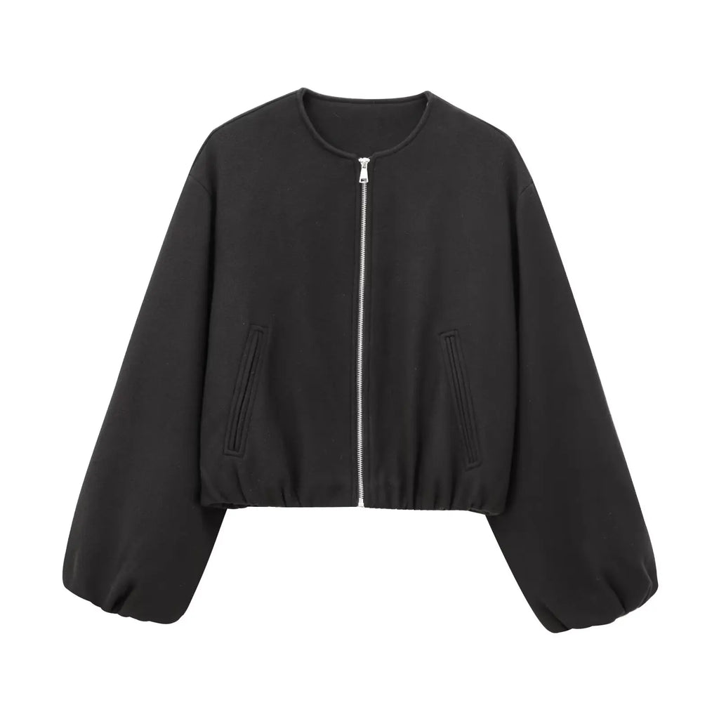 Bomber court zippé noir