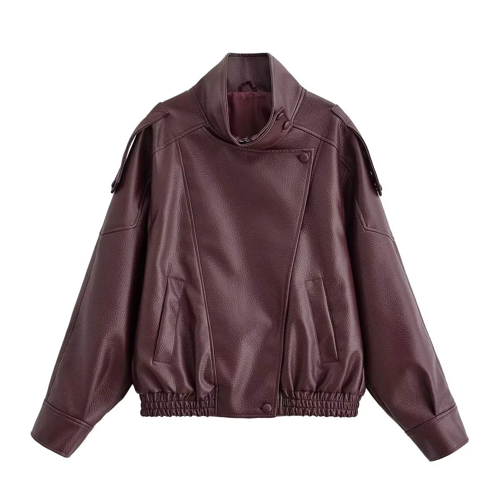 Veste courte à col montant bordeaux