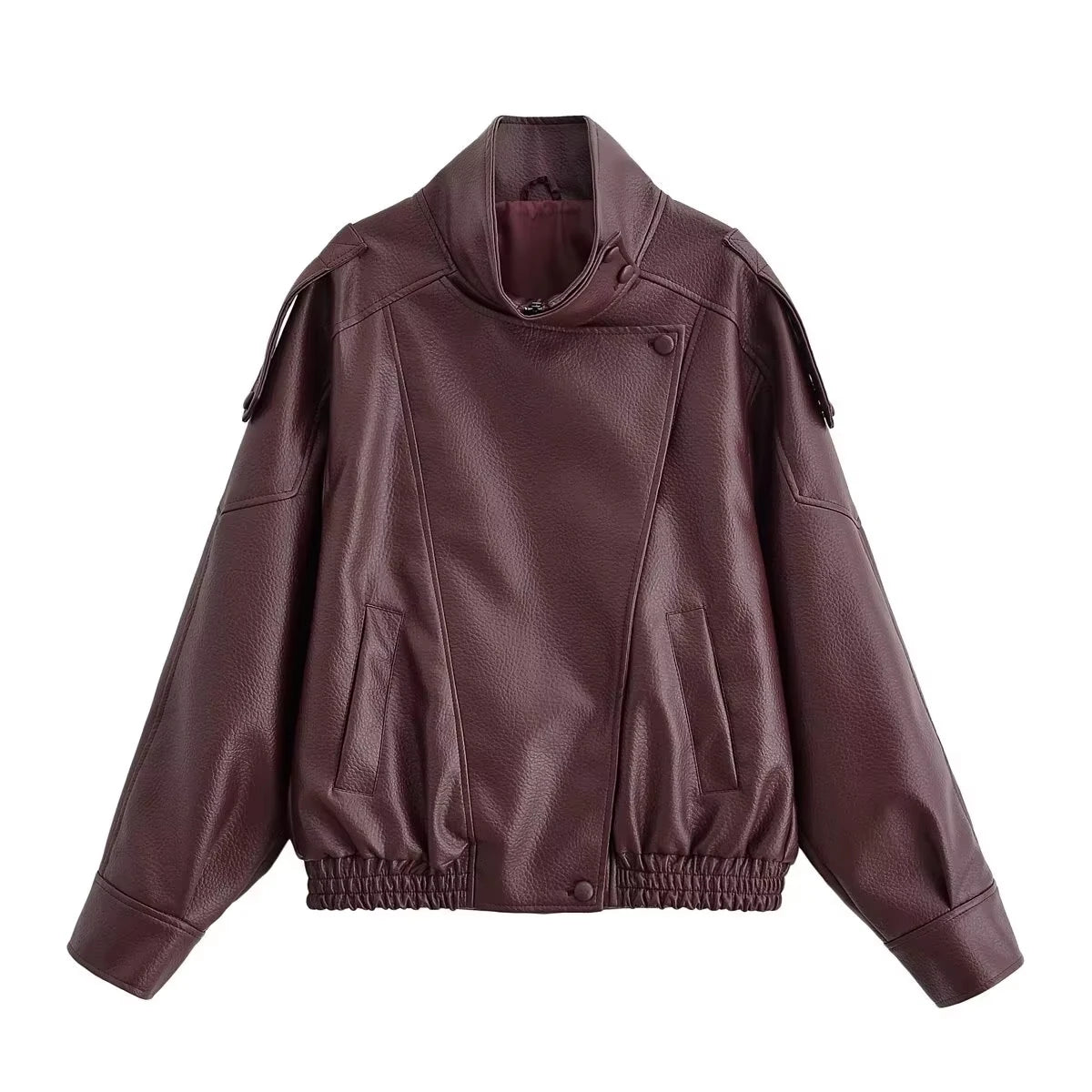 Veste courte à col montant rouge vin