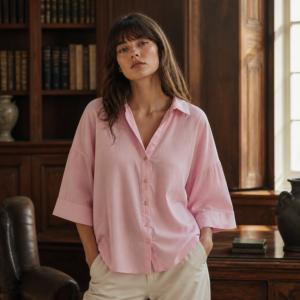 MUJER Striped Women's Shirt White Loose Casual Shirts for Women Summer Button up Shirts and Blouses Woman Wide Sleeve Ladies Top, éditorial