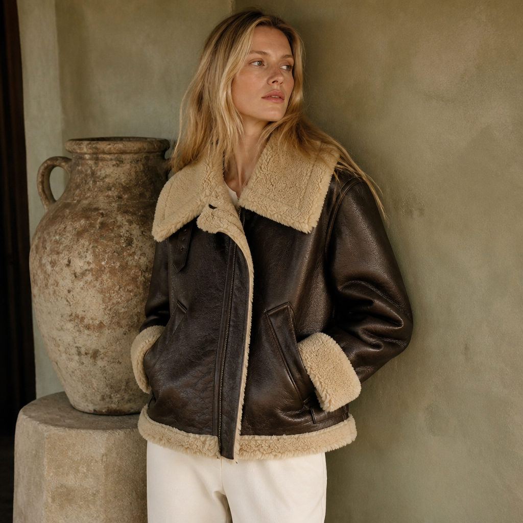 LY VAREY LIN New Winter Moto Biker Pu Short Coat Women High Street Zipper Faux Lamb Leather Jacket Lady Thick Warm Outwear, éditorial