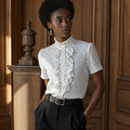 Temperament Loose Woman Shirt Fashion Casual Blouse Elegant short Sleeve Woman Shirt Holiday Weekend Top, éditorial