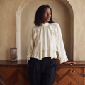 MUJER 2025 Ruffle Womens Blouses Semi Sheer Casual Blouses Woman Long Sleeve Women Tops and Blouses Spring Elegant Blouses Women, éditorial