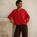 MUJER Red Zipper Bomber Jackets for Women Soft Cropped Jackets Woman 2025 Long Sleeve Woman's Sports Jacket New in Outerwears, éditorial