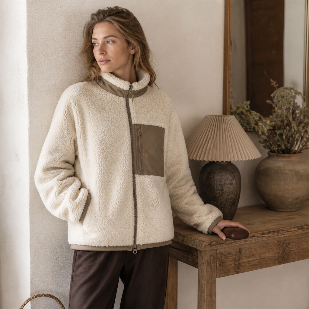 Men Or Women's Thermal Fleece Jacket Casual Top Winter Hiking Zipper Loose Windproof Pocket Stand Collar Warm Lamb Wool Coat, éditorial