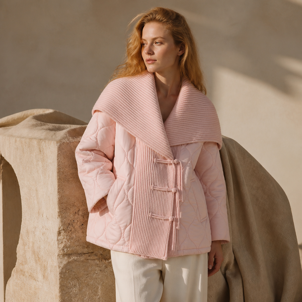 Women's Knitted Quilted Cardigan Jacket with Lapel Collar, Sweet Loose Shawl Top for Autumn Winter 2026 Fashion (Model Z3310) ﻿, éditorial
