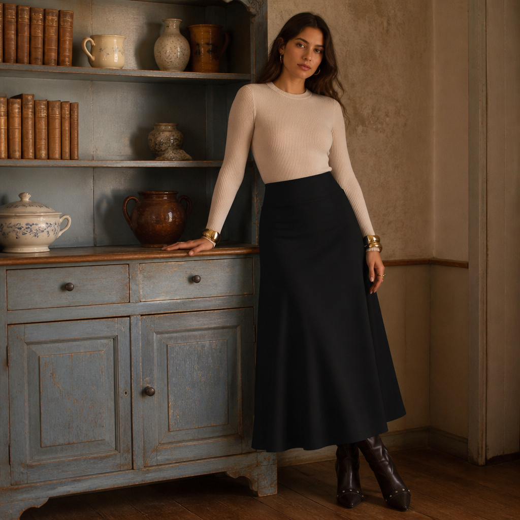 Women's High Waist Midi Skirt A-Line Flowy Style Breathable Fabric for Casual Streetwear Dates Classic Colors, éditorial
