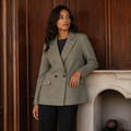 Willshela Women Fashion With Pockets Solid Double Breasted Blazer Vintage Long Sleeves Notched Neck Female Office Lady Outfits, éditorial