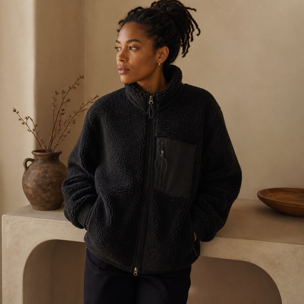 Men Or Women's Thermal Fleece Jacket Casual Top Winter Hiking Zipper Loose Windproof Pocket Stand Collar Warm Lamb Wool Coat, éditorial