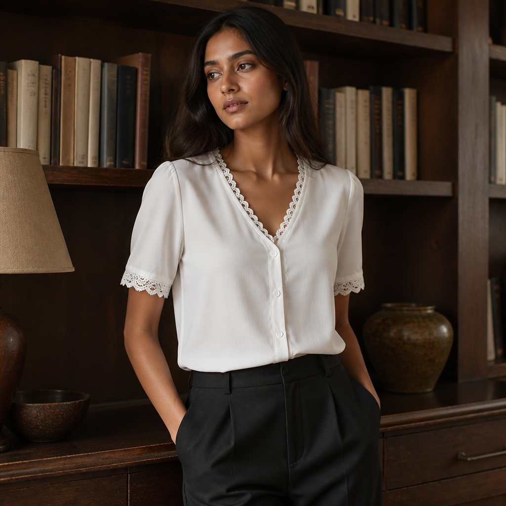 Temperament Loose Woman Shirt Fashion Casual Blouse Elegant short Sleeve Woman Shirt Holiday Weekend Top, éditorial