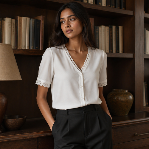 Temperament Loose Woman Shirt Fashion Casual Blouse Elegant short Sleeve Woman Shirt Holiday Weekend Top, éditorial