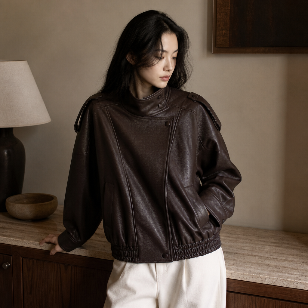MUJER Faux Leather Women's Jacket Black Oversize Bomber Jackets for Women Outerwears Winter Overcoat Female Fashion Jacket Woman, éditorial
