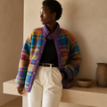 Women Coat Polar Fleece Plaid Autumn Winter Fashion Thick Vintage Casual Women Jacket Euro-America Style, éditorial