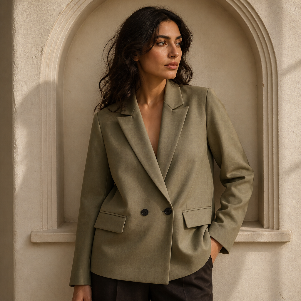 Willshela Women Fashion With Pockets Solid Double Breasted Blazer Vintage Long Sleeves Notched Neck Female Office Lady Outfits, éditorial