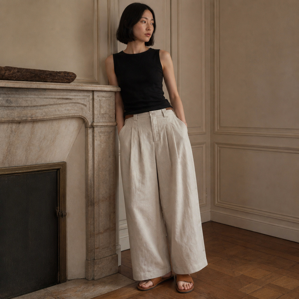 CHIC VEN New Fashion Women Trousers Loose Casual High Waist Female Wide Leg Ankle-length Pants Pleating Spring Summer 2026, éditorial