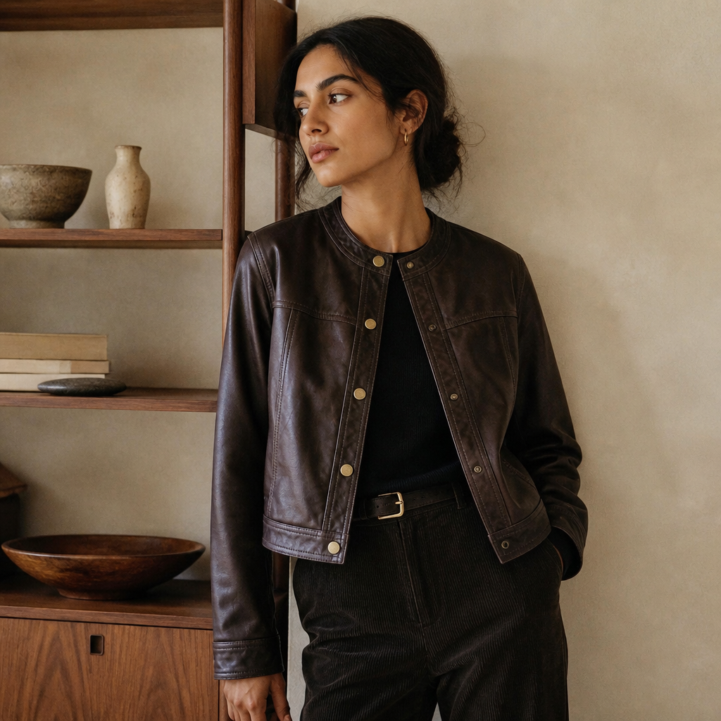Spring Fashion New Women's High-end Leather Jacket with Stylish Design and Temperament Single Breasted Motorcycle Jacket, éditorial