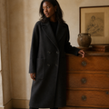 Original high-quality 2026 new style women's double-breasted loose woolen overcoat with 53 wool blend, éditorial