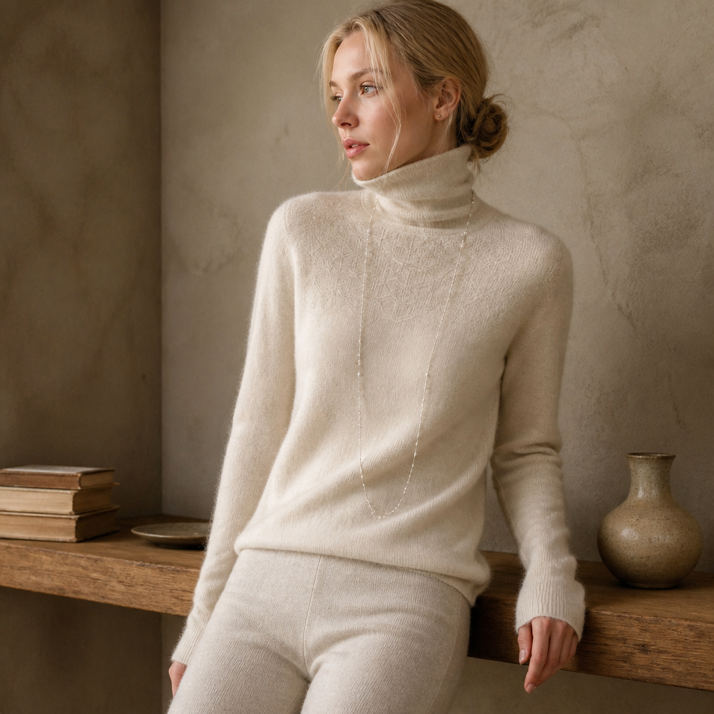 Fashion Cashmere Jumper 100% Merino Wool Pullover Winter High Neck Solid Long Sleeve Women's Seamless Hollow out Knitted Sweater, éditorial