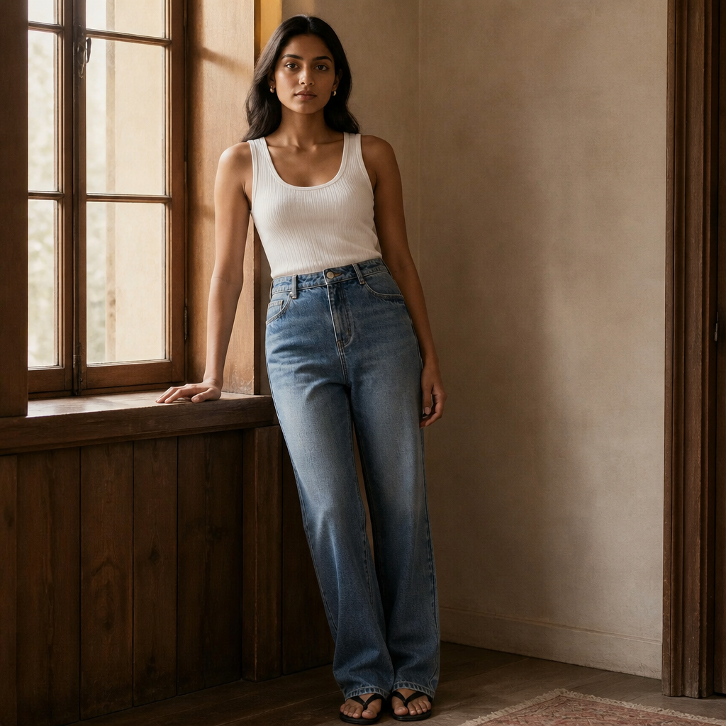 FSLE High Waist Straight Jeans For Women Spring 2025 New Design Retro Style Versatile Casual Chic Pants Streetwear Trousers, éditorial