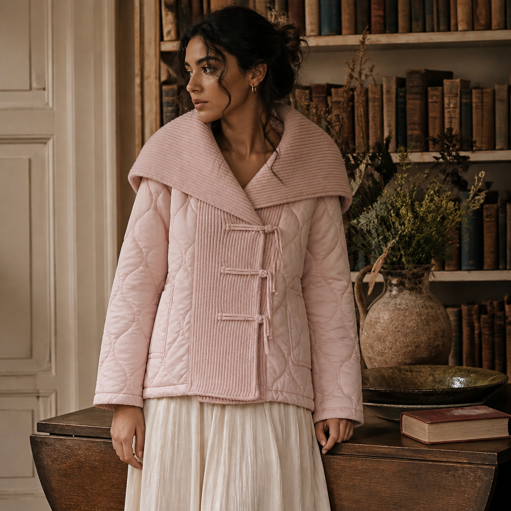 Women's Knitted Quilted Cardigan Jacket with Lapel Collar, Sweet Loose Shawl Top for Autumn Winter 2026 Fashion (Model Z3310) ﻿, éditorial