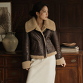 LY VAREY LIN New Winter Moto Biker Pu Short Coat Women High Street Zipper Faux Lamb Leather Jacket Lady Thick Warm Outwear, éditorial