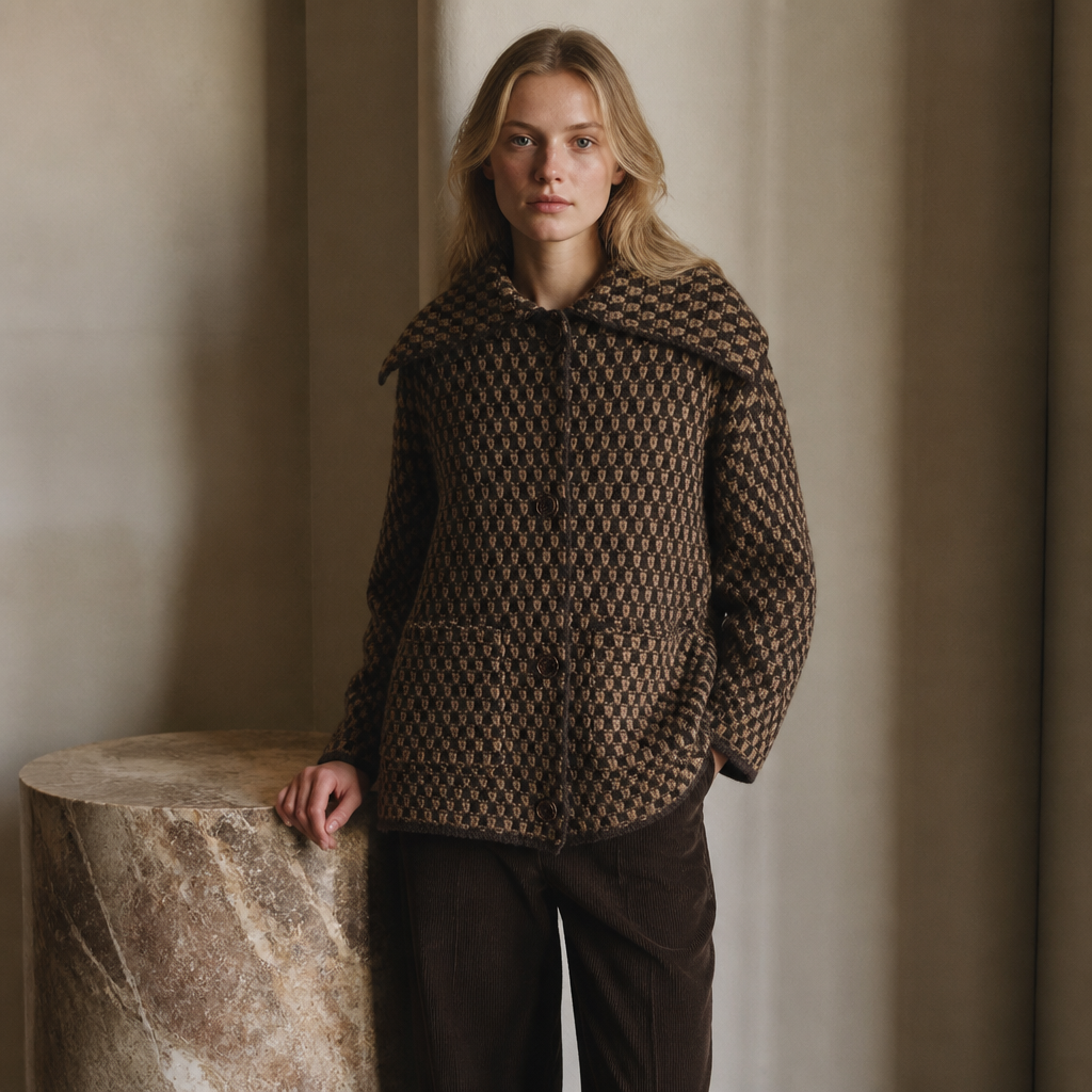 2026 New Autumn Brown Long Sleeve Knitted Cardigans Women Elegant Lapel Single Breasted Loose Sweater Coat Knitwear Korean Style, éditorial