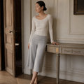SUCHCUTE Women Fold Over Low Waist Knit Capri Pants Wide Leg Cropped Culottes Loose Flowy 7/8 Trousers Y2K Casual Streetwear New, éditorial