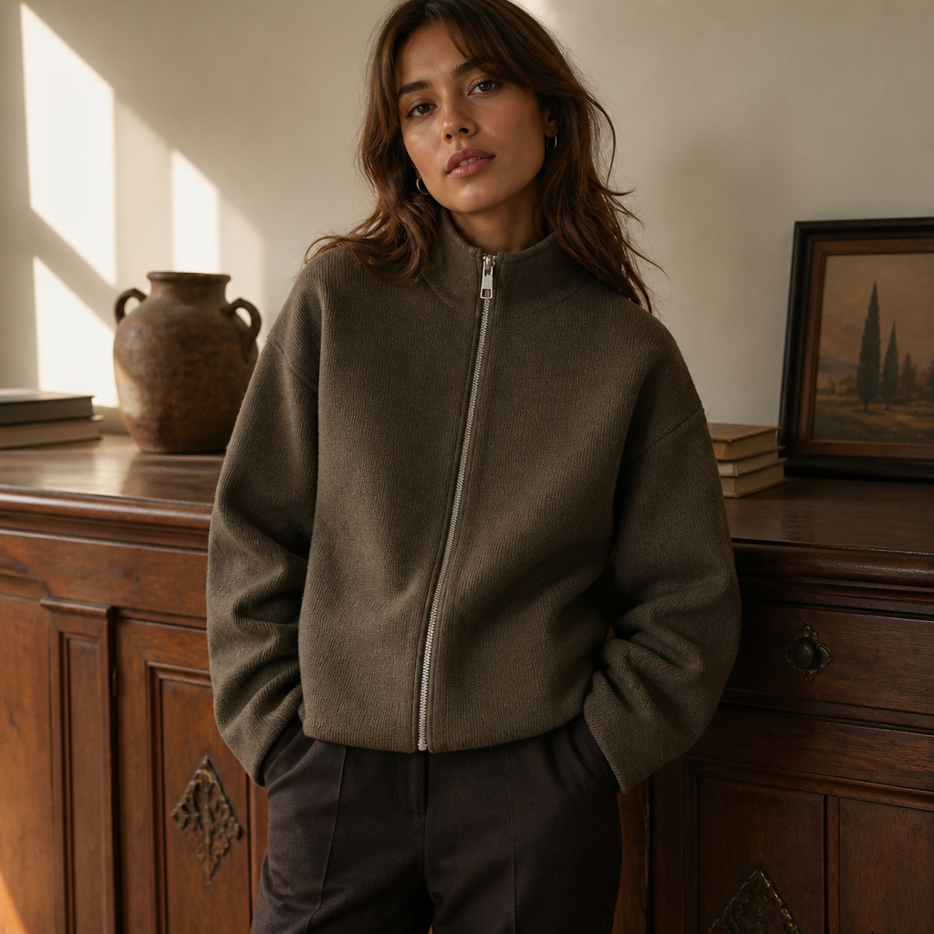 Vintage Stand Collar Women's Cropped Jacket Zipper Loose Full Sleeve Thick Warm Coat 2025 Autumn Winter Lady New in Outwear, éditorial