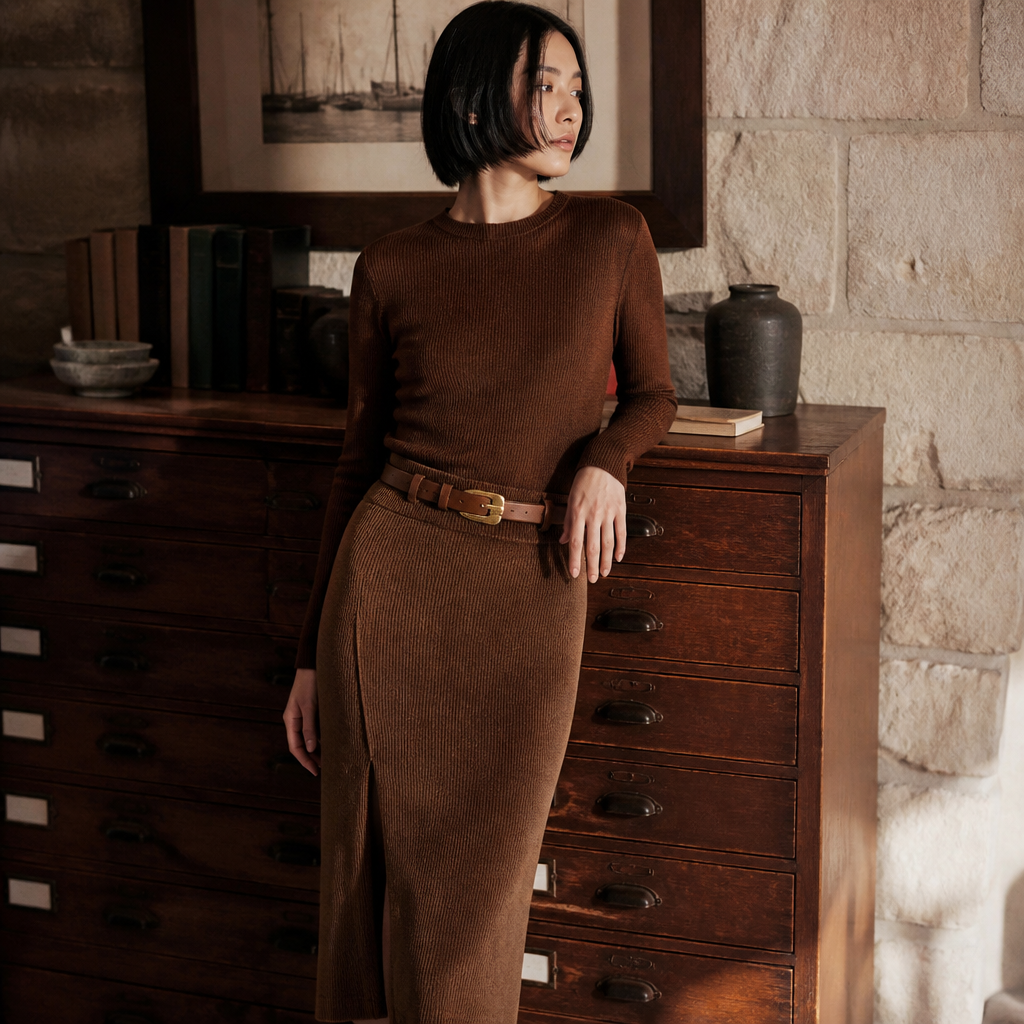 SINGREINY Women Korean Split Sexy Long Skirt 2024 Winter Corduroy Slim Thick Streetwear Fashion Vintage Autumn Bodycon Skirt, éditorial