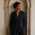 BSAY Blazers for Women Fashion Autumn Winter Loose Fine Stripes Long Sleeve Double-breasted Suits Jacket Chic Female Suit Coat, éditorial