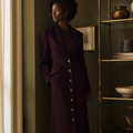 Women's Long Coat Slim V Neck Single Breasted Overcoats Shoulder Pad Maxi Jackets with Belt 2025 New Winter Lady Commute Outwear, éditorial
