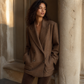 CHIC VEN Women Woolen Blazer Loose Vintage V Neck Female Jacket Suit Double Breasted Office Ladies Coat Spring Autumn 2025, éditorial