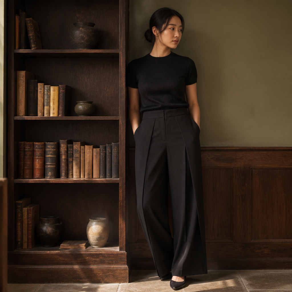 HXAO Striped Baggy Pants Women's Pants Autumn 2025 Elegant Pleated Wide Leg Oversized Trousers Ladies Fashion High Waist Pants, éditorial