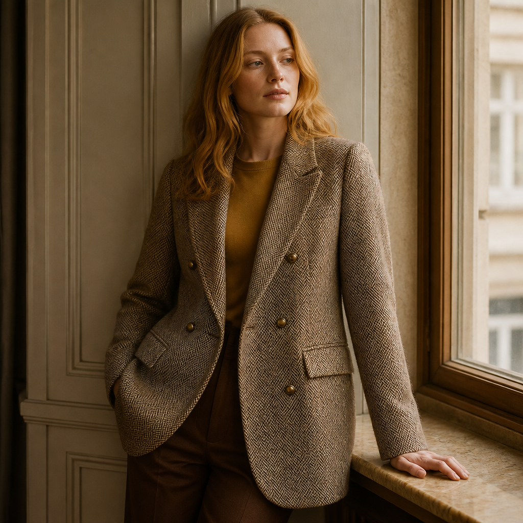 Women's Autumn Winter Long Sleeve Blazer Coats Vintage Thick Woolen Jackets Notched Elegant Outerwears Female Clothes, éditorial