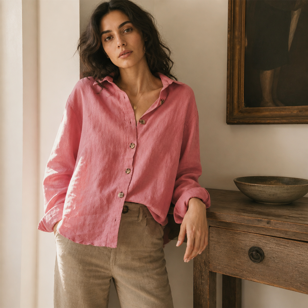 Casual Long Sleeve Cotton Linen Loose Women's Blouse Elegant Solid Vintage Harajuku Button Up Shirt Streetwear Oversized Tops, éditorial