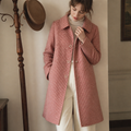 New Women Jacket Winter Woolen Coat Elegant Turn Down Collar Plaid Long Woolen Coat Single-breasted Warm Coat Casaco Feminino, éditorial