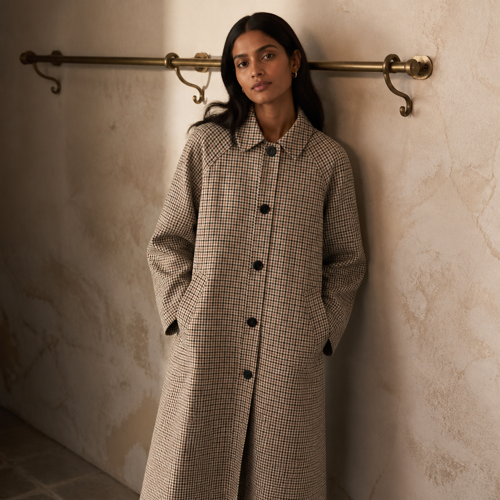 Double Sided Plaid Long Jackets For Women Single Breasted Long Sleeve Commute Street Female Trench Coat 2025 Autumn Chic Outwear, éditorial