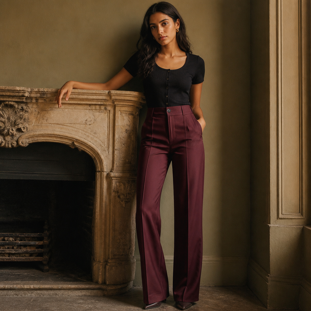 Women High Waisted Wide Leg Office Trousers, Solid Black Pleated Elegant Crease Dress Pants, Professional Full Length Trousers, éditorial