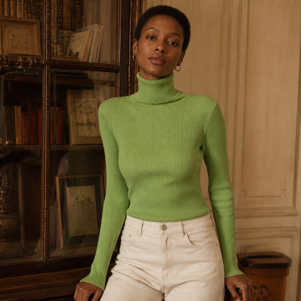 2026 Autumn Winter Thick Sweater Women Knitted Ribbed Pullover Sweater Long Sleeve Turtleneck Slim Jumper Soft Warm Pull Femme, éditorial