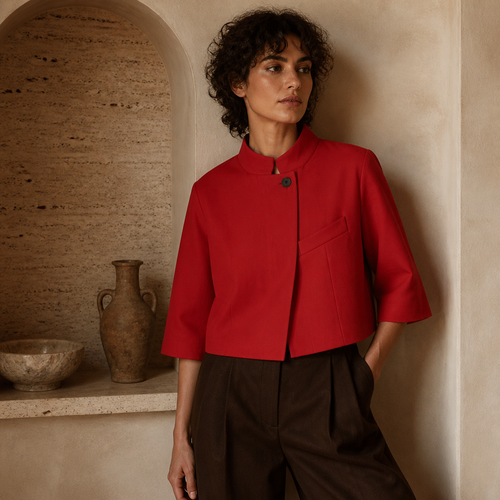 HXAO Asymmetric Crop White Blazer Woman Summer 2026 Office Wear Woman Elegant Button Short Sleeve Outerwear Fashion Suit Jacket, éditorial