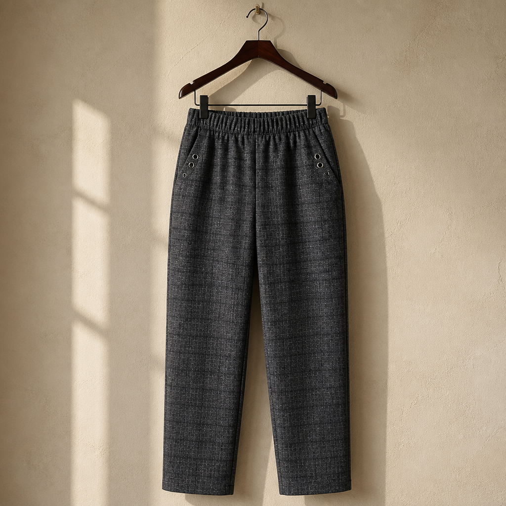 Korean Fashion Women Vintage Slim Pants Spring Autumn Streetwear New Elastic High Waist Stripe Plaid Straight Casual Trousers, isolé