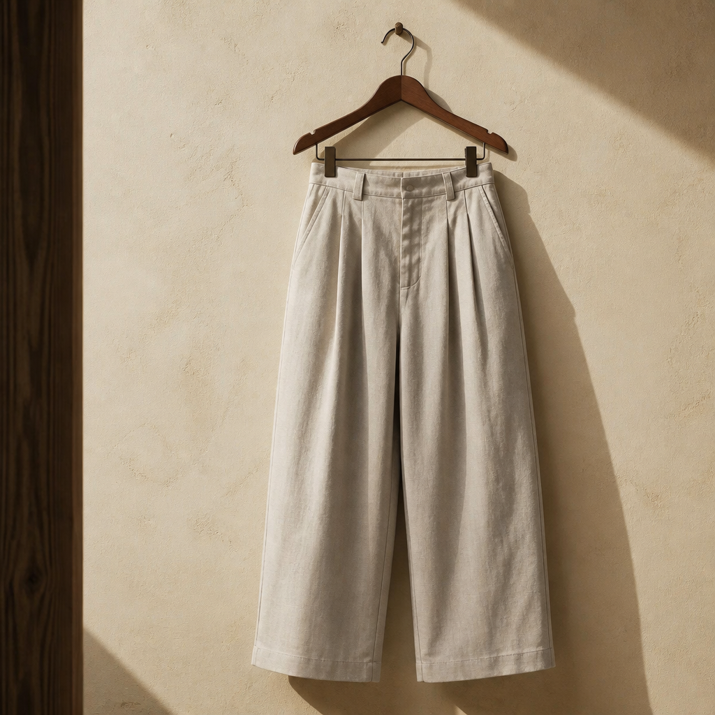 CHIC VEN New Fashion Women Trousers Loose Casual High Waist Female Wide Leg Ankle-length Pants Pleating Spring Summer 2026, isolé