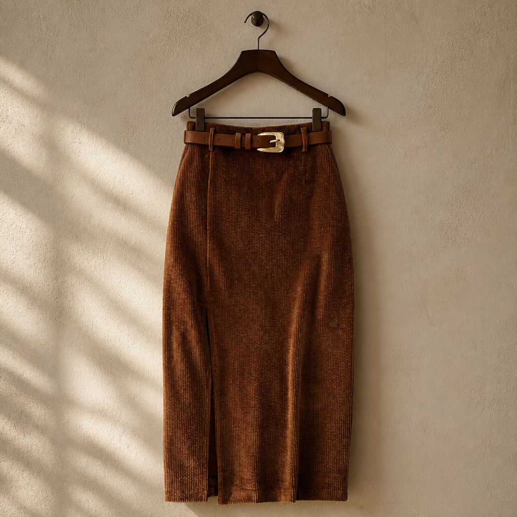 SINGREINY Women Korean Split Sexy Long Skirt 2024 Winter Corduroy Slim Thick Streetwear Fashion Vintage Autumn Bodycon Skirt, isolé