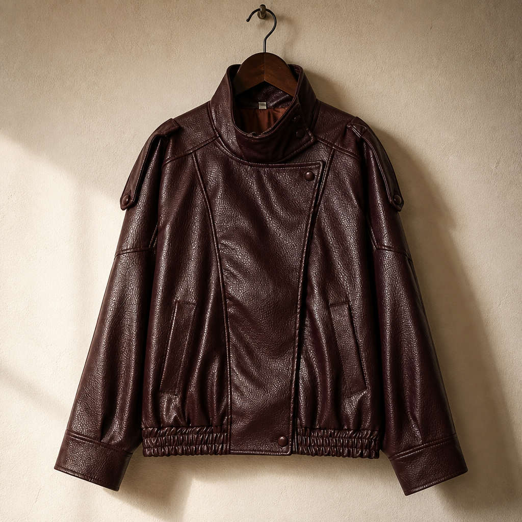 MUJER Faux Leather Jackets for Women Oversize Women's Bomber Jacket Fashion Winter Womens Coats Outerwears Demi-season Jackets, isolé