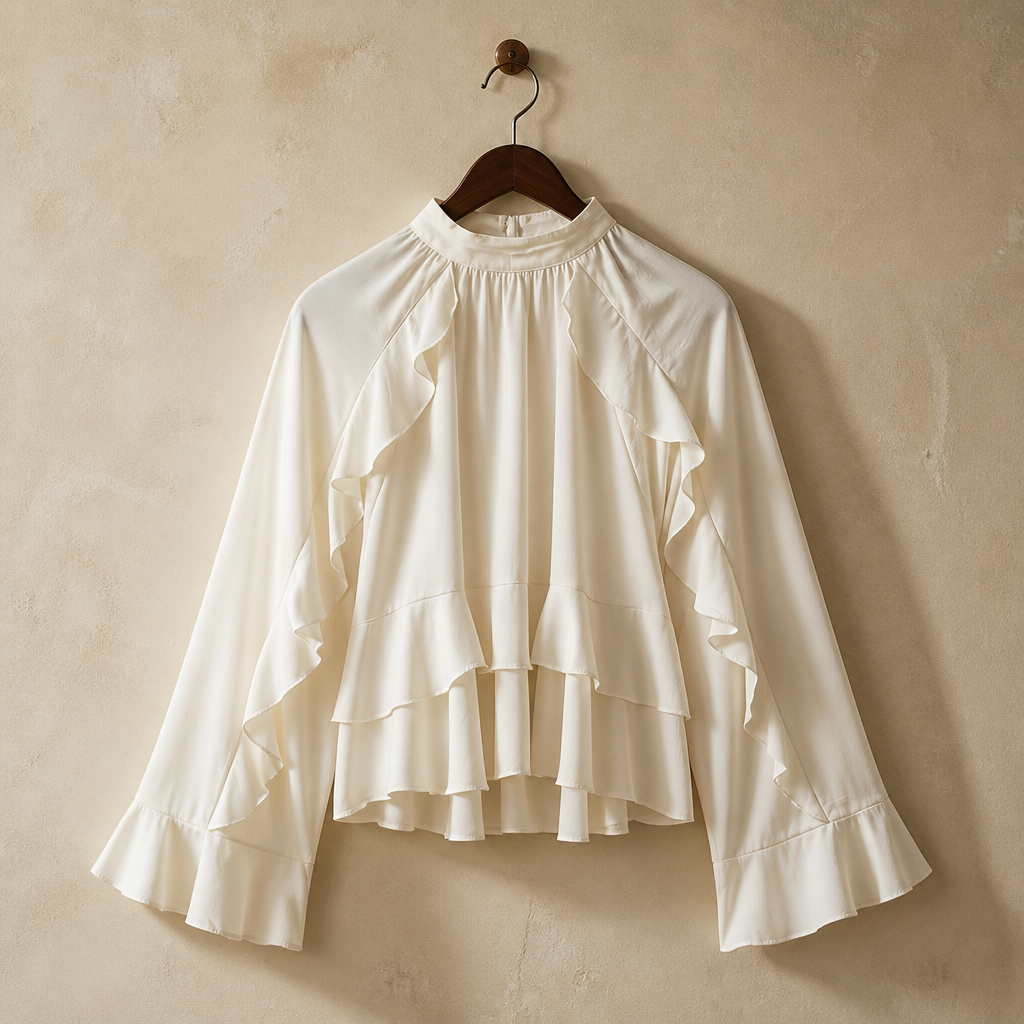 MUJER 2025 Ruffle Womens Blouses Semi Sheer Casual Blouses Woman Long Sleeve Women Tops and Blouses Spring Elegant Blouses Women, isolé