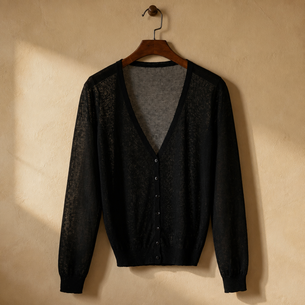 Summer Cardigan Women Cropped Korean Fashion Style Female Black Women's Coat Clothing V-neck Ladies Sweater Outerwear Cute Basic, isolé