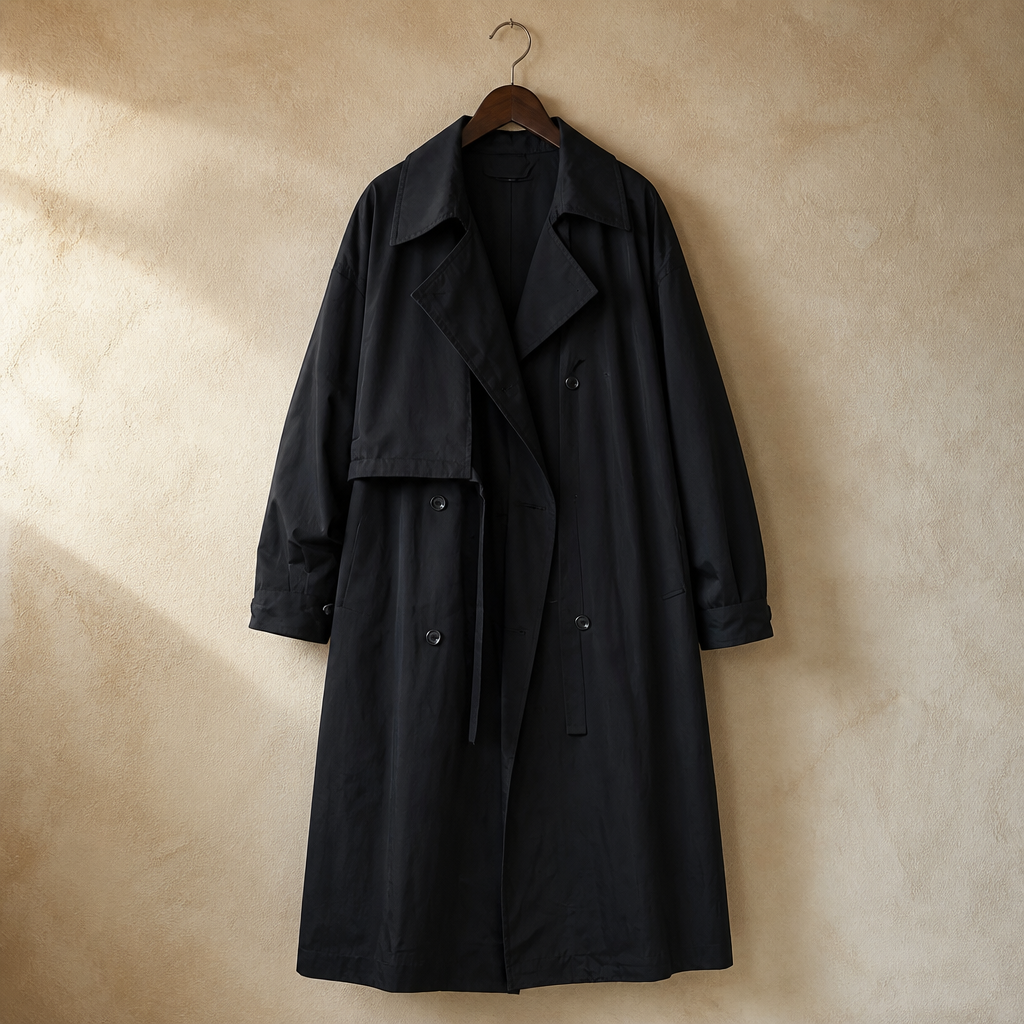 Lautaro Spring Autumn Oversized Khaki Long Trench Coat for Women Double Breasted Loose Casual European Fashion Overcoat 2025, isolé