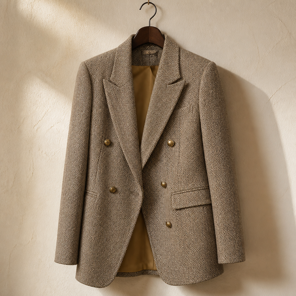 Women's Autumn Winter Long Sleeve Blazer Coats Vintage Thick Woolen Jackets Notched Elegant Outerwears Female Clothes, isolé