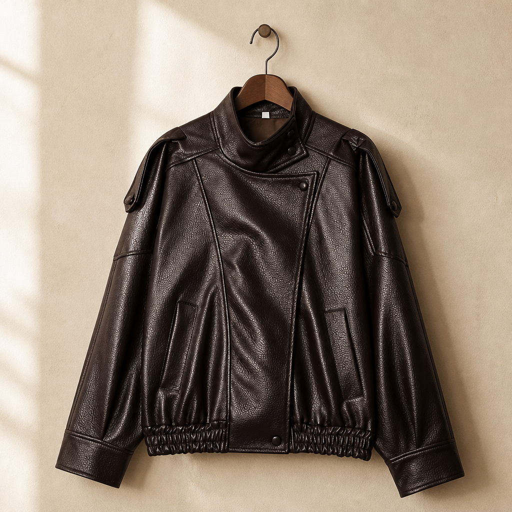 MUJER Faux Leather Women's Jacket Black Oversize Bomber Jackets for Women Outerwears Winter Overcoat Female Fashion Jacket Woman, isolé