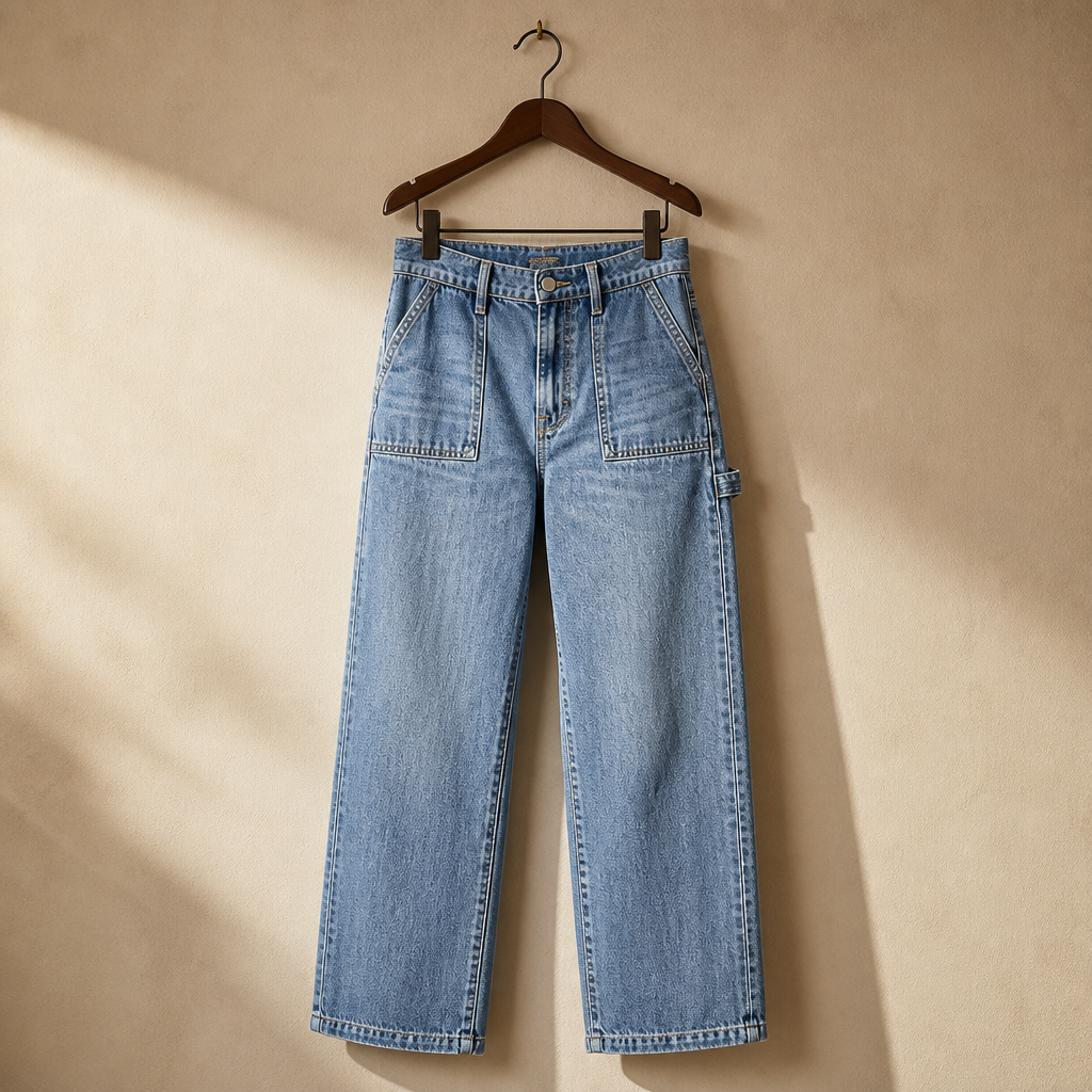 Women's Light Blue Wide Leg Straight-Leg Jeans - Stylish and Comfortable Denim Pants for Effortless Fashion, isolé